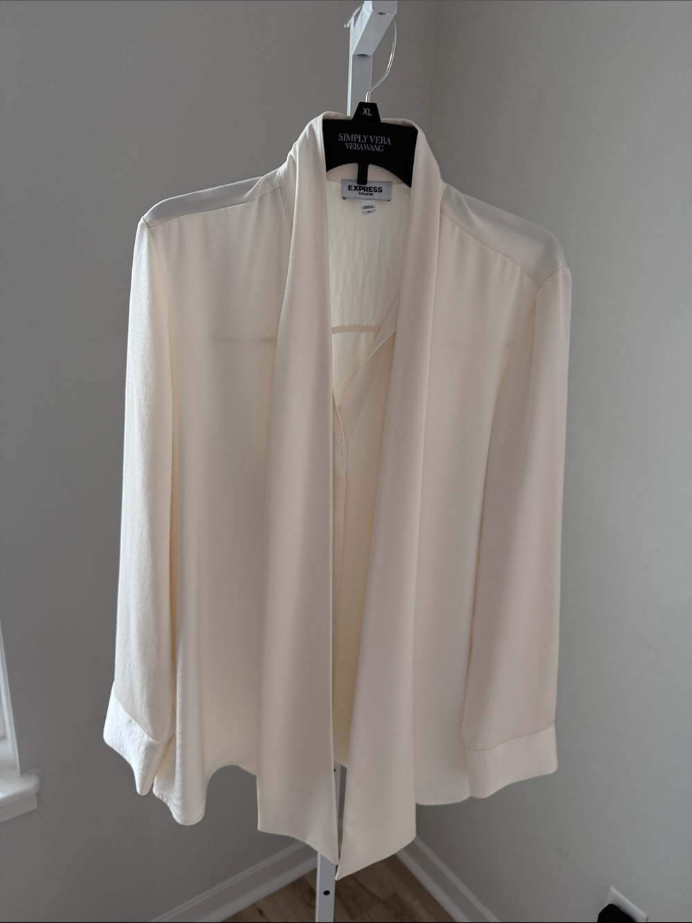 Express Ivory Open-Front Draped Blazer